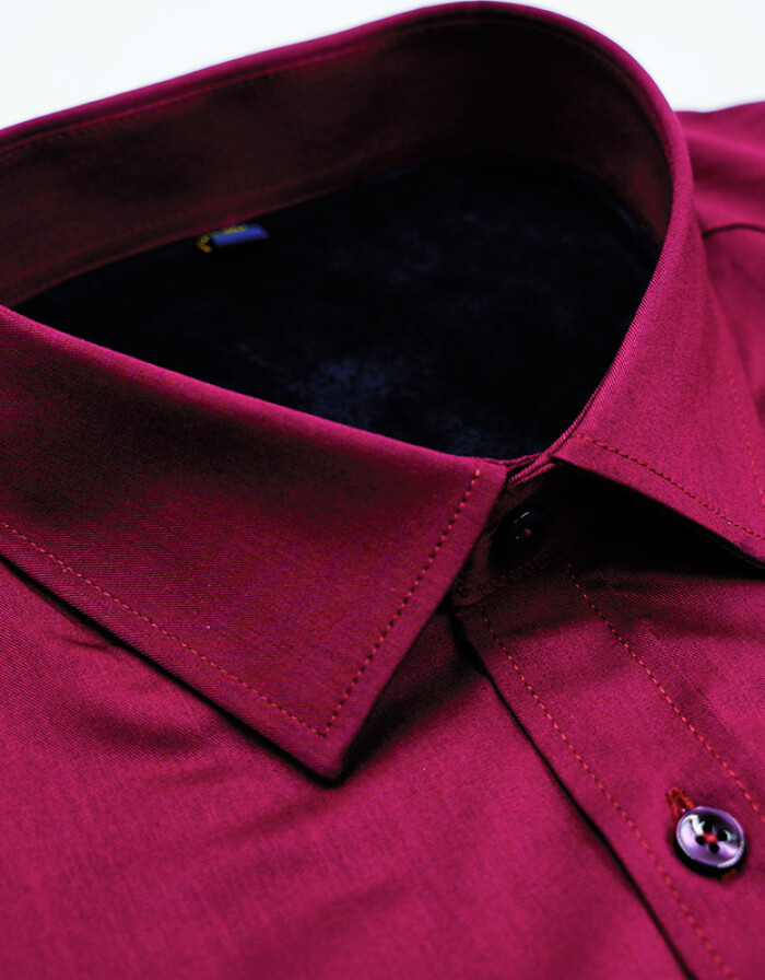 保羅保暖襯衫 加絨加厚免燙長袖襯衣，酒紅色40碼植絨工藝解析